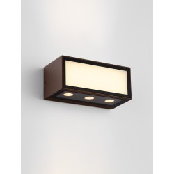 Sandy Rust Brown Die-Casting Aluminium & Clear Glass LED 11Watt 220-240Volt 875Lm 3000K IP65 Light up & down L:15.3 W:7.3 H:6.5c