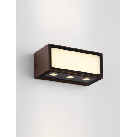 Sandy Rust Brown Die-Casting Aluminium & Clear Glass LED 11Watt 220-240Volt 875Lm 3000K IP65 Light up & down L:15.3 W:7.3 H:6.5c