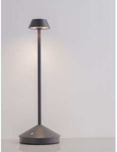 Sandy Dark Grey Die-Casting Aluminium & Polycarbonate Frost LED 2Watt 120Lm 3.7Volt 3000K IP54 Switch On/Off USB wire D: 12 H: 2