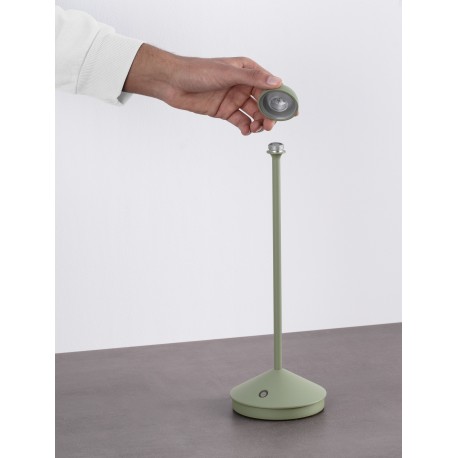 Sandy Olive Green Die-Casting Aluminium & Polycarbonate Frost LED 2Watt 120Lm 3.7Volt 3000K IP54 Switch On/Off USB wire D: 12 H