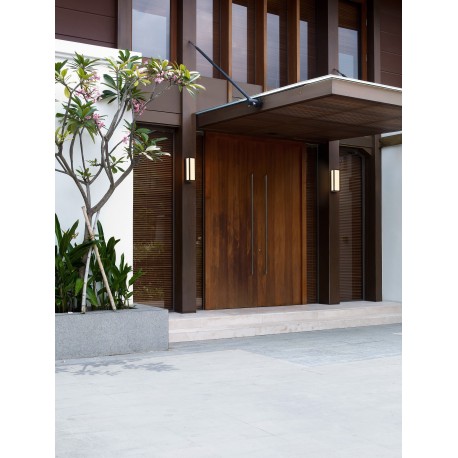 Sandy Black Die-Casting Aluminium Natural Wood Colour Acrylic & Clear Glass LED 10Watt 220-240 Volt 373Lm 3000K IP65 L:8.6 W:9 