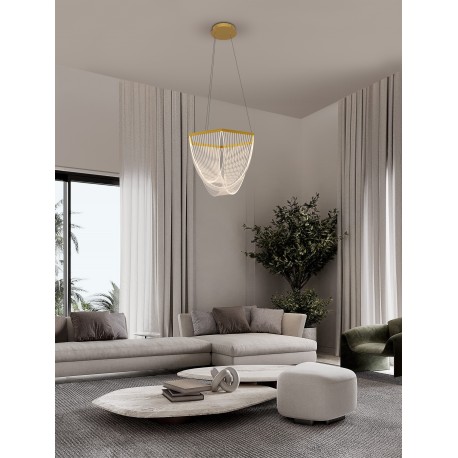 Triac Dimmable Brass Gold Aluminium &Acrylic LED 35 Watt 220-240 Volt 2995Lm 3000K IP20 D:52 H:120 cm 