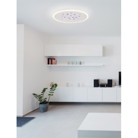 Dimmable with remote control CCT Sandy White Aluminium & Acrylic LED 40Watt 220-240 Volt 3476Lm RGB in center Outer Ring Dimmabl