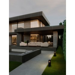 Sandy Black Aluminium & Glass LED 24 Watt 220-240 Volt 712Lm 3000K IP65 D: 16 H: 43 cm 