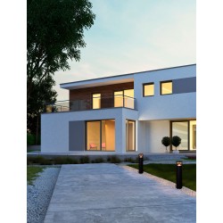 Sandy Black Aluminium & Glass LED 24 Watt 220-240 Volt 712Lm 3000K IP65 D: 16 H: 73 cm 