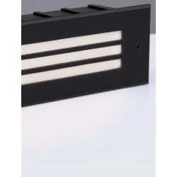 Sandy Black Aluminium, Polycarbonate & Glass LED 6 Watt 220-240 Volt 79Lm 3000K IP65 L: 25.6 W: 5.3 H: 7.6 cm 