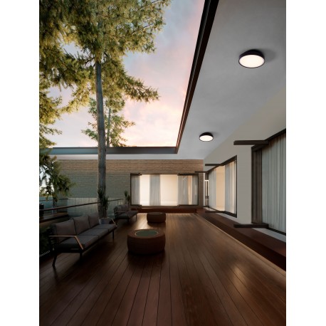 Sandy Black Acrylic Polycarbonate Diffuser LED 15 Watt 220-240 Volt 1197Lm 3000K IP65 D: 30 H: 7.7 cm 