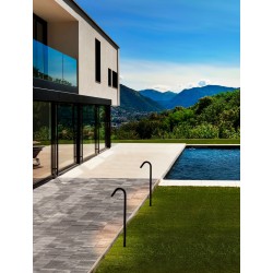 Sandy Black Aluminium & Clear Glass LED 5Watt 100-240 Volt 183Lm 3000K IP65 Beam Angle 72° L:20 W:3 H:80 cm 