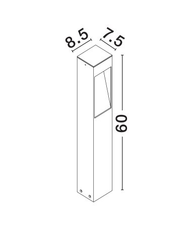 Sandy Black Aluminium LED 7Watt 220-240Volt 235Lm 3000K IP65 L: 8.5 W: 7.5 H: 60 cm 