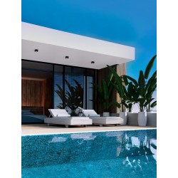 Sandy Black Aluminium & Glass LED 8 Watt 220-240 Volt 448Lm 3000K IP54 L: 8 W: 8 H: 6.5 cm 