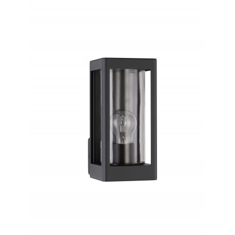 Dark Grey Aluminum & Clear Glass LED E27 1x12 Watt 220-240 Volt Bulb Excluded IP54 L: 11 W: 15 H: 24.5 cm 