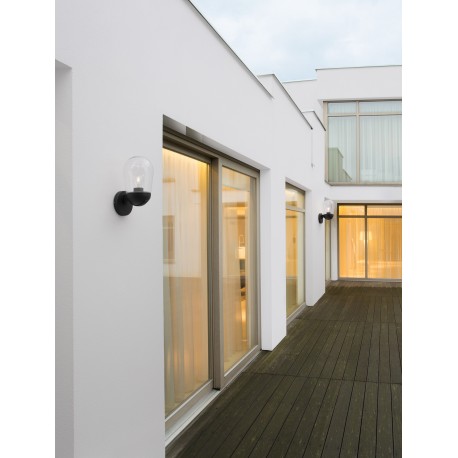 Dark Grey Aluminum & Clear Glass LED E27 1x12 Watt 220-240 Volt Bulb Excluded IP54 D: 15 W: 18.5 H: 28 cm 