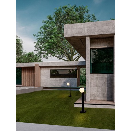 Sandy Black Aluminium & Opal Glass LED 8 Watt 220-240Volt 326 Lm 3000K IP65 L: 12 W: 21 H: 59.8 cm 
