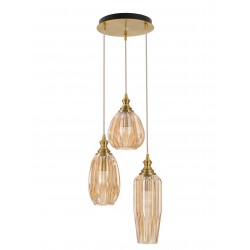 Pendant Light Champagn Grey Glass Brass Finishing Metal E27*3 D35.5 H120 