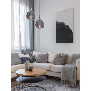 Pendant Light Smoky Grey Glass Chrome Finishing Metal E27 D18.2 H120 