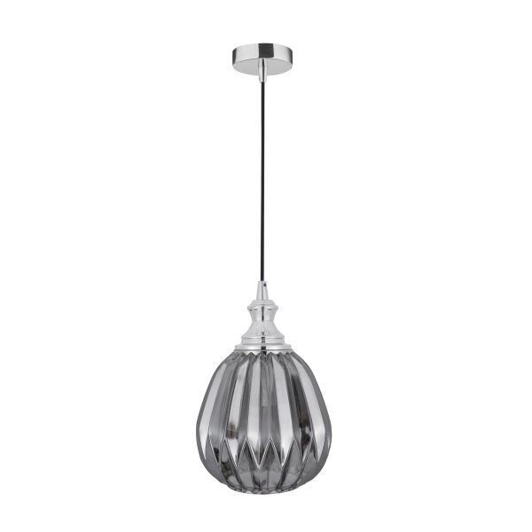 Pendant Light Smoky Grey Glass Chrome Finishing Metal E27 D18.2 H120 