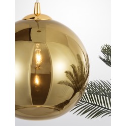 Pendant Light Full Yellow Gold Glass Yellow Gold Finishing Metal E27 D25 H120 