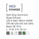 Dark Gray Aluminium Glass Diffuser LED 6 Watt 708Lm 3000K 220-240 Volt 50Hz Beam 38o IP54 L: 15 W: 6 H: 50 cm 