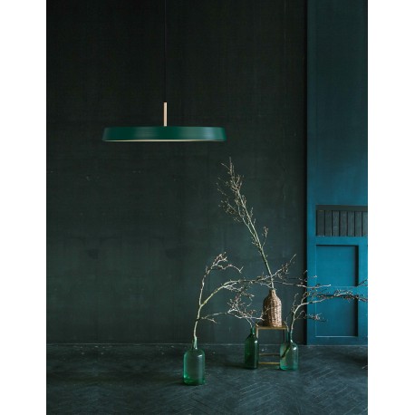 Matt Green Aluminium & Acrylic Black Fabric Wire LED 37 Watt 220-240 Volt 4275Lm 3000K IP20 D: 50 H: 130 cm 