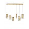 Pendant Light Painted Brushed Gold & Clear Glass LED4W*6 3000K L90 H180