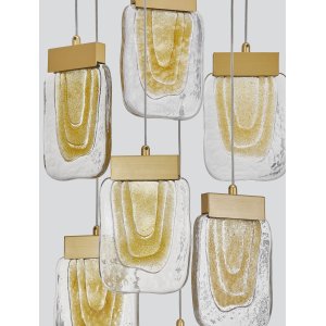 Pendant Light Painted Brushed Gold & Clear Glass LED4W*7 3000K D48 H180 2