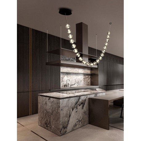 Triac Dimmable Sandy Black & Chrome Metal & Clear Acrylic LED 91 Watt 220-240 Volt 6659Lm 3000K IP20 L: 280 W: 10 Cable Hei