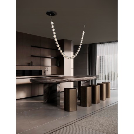 Triac Dimmable Sandy Black & Chrome Metal & Clear Acrylic LED 119 Watt 220-240 Volt 8798Lm 3000K IP20 L: 385 W: 12 Cable H