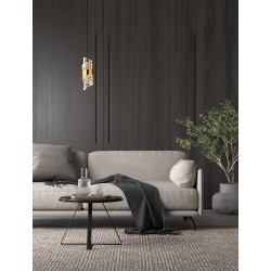 Gold Plating Metal Shade & Clear Acrylic Sandy Black Base LED 9 Watt 220-240 Volt 739Lm 3000K IP20 D:13 H:150cm 