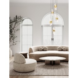 Gold Plating Metal Shade & Clear Acrylic Sandy Black Base LED 41 Watt 220-240 Volt 3355Lm 3000K IP20 L:30 H:150cm 