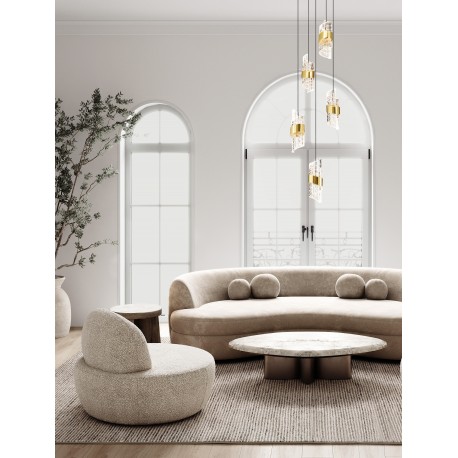 Gold Plating Metal Shade & Clear Acrylic Sandy Black Base LED 41 Watt 220-240 Volt 3355Lm 3000K IP20 L:30 H:150cm 
