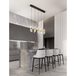 Gold Plating Metal Shade & Clear Acrylic Sandy Black Base LED 41 Watt 220-240 Volt 3355Lm 3000K IP20 L:82 H:150cm 