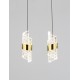 Gold Plating Metal Shade & Clear Acrylic Sandy Black Base LED 41 Watt 220-240 Volt 3355Lm 3000K IP20 L:82 H:150cm 