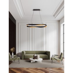 Triac Dimmable Matt Black & Gold Aluminium LED 62 Watt 220-240Volt 3093Lm 3000K IP20 D: 100 H: 160 cm 