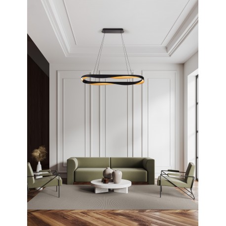Triac Dimmable Matt Black & Gold Aluminium LED 62 Watt 220-240Volt 3093Lm 3000K IP20 D: 100 H: 160 cm 