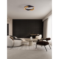 Triac Dimmable Matt Black & Gold Aluminium LED 40 Watt 220-240Volt 1244Lm 3000K IP20 D: 45 H: 13 cm 