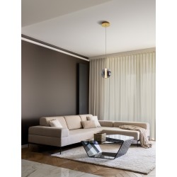 Brass Gold Metal & smoky gray glass LED 8 Watt 220-240 Volt 934Lm 3000K IP20 D:22 H:200 cm 