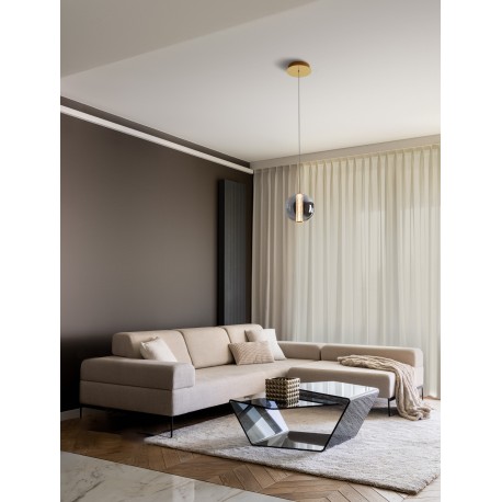 Brass Gold Metal & smoky gray glass LED 8 Watt 220-240 Volt 934Lm 3000K IP20 D:22 H:200 cm 