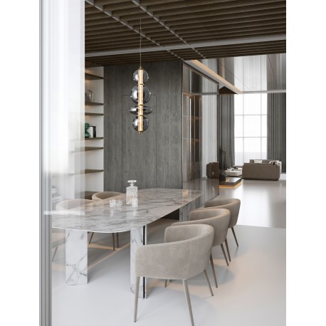 Brass Gold Metal & smoky gray glass LED 20 Watt 220-240 Volt 2601Lm 3000K IP20 D:25,5 H:200 cm 