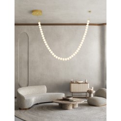 Triac Dimmable Gold Metal & Opal Glass LED 69 Watt 220-240 Volt 5524Lm 3000K IP20 L: 115 H: 131 cm 