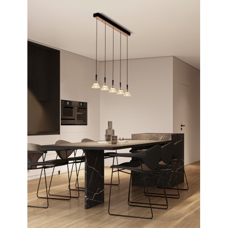 Triac Dimmable Matt Black Gold Metal & Acrylic LED 30 Watt 220-240Volt 1558Lm 3000K IP20 L: 90,5 W: 10,5 H: 150 cm 