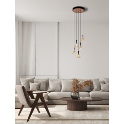 Triac Dimmable Matt Black & Rose Gold Metal Structured Acrylic LED 30 Watt 220-240Volt 1558Lm 3000K IP20 D: 32 H: 150 cm 