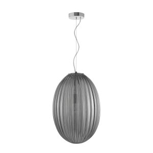 Pendant Light Smoke Gray Glass Chrome Metal E27 1x60W D30 H120 2