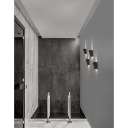 Sandy Black Aluminium Clear Glass LED 7 Watt 397Lm 3000K IP54 200-240 Volt IP54 Light up & Down L: 7.4 W: 7.4 H: 13.6 cm 