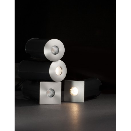Satin Nickel Aluminium LED 1 Watt 60Lm 3000K IP67 100-240 Volt 50Hz Beam 42o Driver Included D: 4.2 H: 7 cm Cut Out: 3.7 cm 