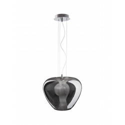Pendant light,Glass & metal,Chrome & smokey E27, 1*60W, D:30*120 