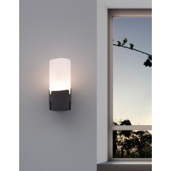 Dark Gray Aluminium White Acrylic LED E27 1x12 Watt 220-240 Volt IP54 Bulb Excluded D: 10 W: 13 H: 21 cm 