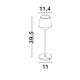 Sandy Balsalt Grey Aluminium & Acrylic LED 2 Watt 192Lm 2700K DC 5 Volt IP54 Switch On/Off / USB Type C Wire Rechargeable with P