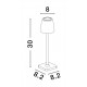 Sandy White Die-Casting Aluminium & Acrylic LED 2 Watt 207Lm 3000K IP54 Beam Angle 62O DC 5 Volt Switch On/Off USB Wire D: 8 H: 