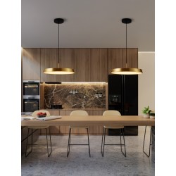 Satin Gold Aluminium & Acrylic Black Fabric Wire LED 37 Watt 220-240 Volt 4275Lm 3000K IP20 D: 50 H: 130 cm 