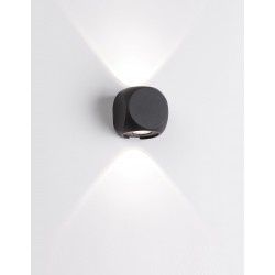 Sandy Black Aluminium & Glass Cree LED 2x2 Watt 285Lm 3000K 100-240 Volt 50Hz Beam Angle 2x38o IP54 L: 5.5 W: 6.5 H: 6.5 cm Ligh